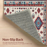 Ultra Soft Area Rug, Non Slip, Stain Resistant, Washable Area Rugs for Living Room, Bedroom, Vibrant Tribal Geometric Motif(White)