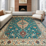 Ultra Soft Area Rug, Non Slip, Stain Resistant, Washable Area Rugs for Living Room, Bedroom, Chic Neutral Toned Print(Blue)