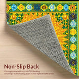 Ultra Soft Area Rug, Non Slip, Stain Resistant, Washable Area Rugs for Living Room, Bedroom, Sunny Colorful Kaleidoscopic Design(Yellow)