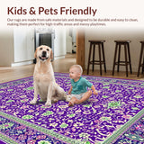 Ultra Soft Area Rug, Non Slip, Stain Resistant, Washable Area Rugs for Living Room, Bedroom, Contemporary Bright Floral Arrangement(Purple)