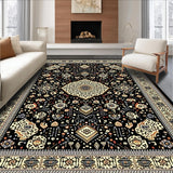 Ultra Soft Area Rug, Non Slip, Stain Resistant, Washable Area Rugs for Living Room, Bedroom, Rustic Transitional Floral Elements(Black)
