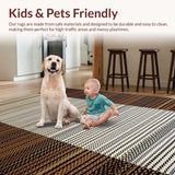 Ultra Soft Area Rug, Non Slip, Stain Resistant, Washable Area Rugs for Living Room, Bedroom, Stylish Neutral Palette Pattern(Brown)