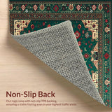 Ultra Soft Area Rug, Non Slip, Stain Resistant, Washable Area Rugs for Living Room, Bedroom, Rustic Tribal Warm Tones Design(Green)