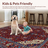 Ultra Soft Area Rug, Non Slip, Stain Resistant, Washable Area Rugs for Living Room, Bedroom, Vintage Floral Elegance(Red)