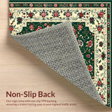 Ultra Soft Area Rug, Non Slip, Stain Resistant, Washable Area Rugs for Living Room, Bedroom, Whimsical Green Petal Design(Green)