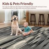 Ultra Soft Area Rug, Non Slip, Stain Resistant, Washable Area Rugs for Living Room, Bedroom, Contemporary Black and White Stripes(Black)