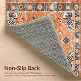 Ultra Soft Area Rug, Non Slip, Stain Resistant, Washable Area Rugs for Living Room, Bedroom, Trendy Faded Vintage Floral(Orange)