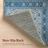 Ultra Soft Area Rug, Non Slip, Stain Resistant, Washable Area Rugs for Living Room, Bedroom, Sophisticated Dual-Tone Floral Design(Blue)