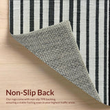 Ultra Soft Area Rug, Non Slip, Stain Resistant, Washable Area Rugs for Living Room, Bedroom, Farmhouse Laundry Room Mat, Black & White Striped Pattern, Flat-Weave Design(Black)