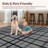 Ultra Soft Area Rug, Non Slip, Stain Resistant, Washable Area Rugs for Living Room, Bedroom, Striking Modernist Trellis Composition(Black)
