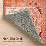Ultra Soft Area Rug, Non Slip, Stain Resistant, Washable Area Rugs for Living Room, Bedroom, Elegant Soft Pastel Patterns(Orange)