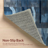 Ultra Soft Area Rug, Non Slip, Stain Resistant, Washable Area Rugs for Living Room, Bedroom, Contemporary Geometric Patterned Aesthetic(Blue)