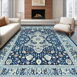 Ultra Soft Area Rug, Non Slip, Stain Resistant, Washable Area Rugs for Living Room, Bedroom, Rustic Blue Toned Geometric Motif(Blue)