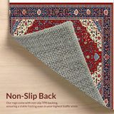 Ultra Soft Area Rug, Non Slip, Stain Resistant, Washable Area Rugs for Living Room, Bedroom, Oriental Beige and Black Dining Area Carpet(Red)