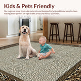 Ultra Soft Area Rug, Non Slip, Stain Resistant, Washable Area Rugs for Living Room, Bedroom, Chic Beige Leopard Print with Subtle Spotting(White)