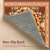 Ultra Soft Area Rug, Non Slip, Stain Resistant, Washable Area Rugs for Living Room, Bedroom, Artistic Warm Toned Medallion Style(Orange)