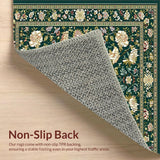Ultra Soft Area Rug, Non Slip, Stain Resistant, Washable Area Rugs for Living Room, Bedroom, Rustic Intricate Oriental Patterns(Green)