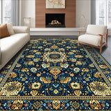 Ultra Soft Area Rug, Non Slip, Stain Resistant, Washable Area Rugs for Living Room, Bedroom, Faux Wool Floral Non Slip Beige Brown(Blue)