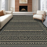 Ultra Soft Area Rug, Non Slip, Stain Resistant, Washable Area Rugs for Living Room, Bedroom, Modern Neutral Tiled Arrangement(Black)