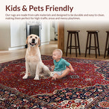 Ultra Soft Area Rug, Non Slip, Stain Resistant, Washable Area Rugs for Living Room, Bedroom, Sophisticated Classic Trellis Theme(Red)