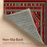 Ultra Soft Area Rug, Non Slip, Stain Resistant, Washable Area Rugs for Living Room, Bedroom, Distressed Tribal Red Dining Room Non-Slip Rug(Red)