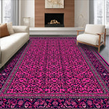 Ultra Soft Area Rug, Non Slip, Stain Resistant, Washable Area Rugs for Living Room, Bedroom, Rich Wineberry Floral Elegance(Pink)
