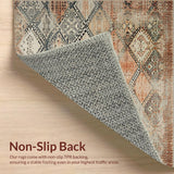 Ultra Soft Area Rug, Non Slip, Stain Resistant, Washable Area Rugs for Living Room, Bedroom, Rustic Diamond Patterned Charm(Orange)