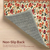 Ultra Soft Area Rug, Non Slip, Stain Resistant, Washable Area Rugs for Living Room, Bedroom, Boho Chic Area Floral Kitchen Mat(Beige)