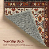 Ultra Soft Area Rug, Non Slip, Stain Resistant, Washable Area Rugs for Living Room, Bedroom, Chic Colorful Textured Motif(Red)