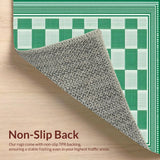 Ultra Soft Area Rug, Non Slip, Stain Resistant, Washable Area Rugs for Living Room, Bedroom, Rustic Modernist Checkered Appeal(Green)