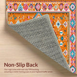 Ultra Soft Area Rug, Non Slip, Stain Resistant, Washable Area Rugs for Living Room, Bedroom, Rustic Ethnic Print Aesthetic(Orange)