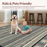 Ultra Soft Area Rug, Non Slip, Stain Resistant, Washable Area Rugs for Living Room, Bedroom, Rustic Geometric Motif with Tassels(Black)