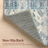 Ultra Soft Area Rug, Non Slip, Stain Resistant, Washable Area Rugs for Living Room, Bedroom, Chic Vintage Boho Area Neutral Beige Blue(Beige)