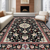 Ultra Soft Area Rug, Non Slip, Stain Resistant, Washable Area Rugs for Living Room, Bedroom, Refined Traditional Lattice Design Style(Black)