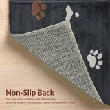 Ultra Soft Area Rug, Non Slip, Stain Resistant, Washable Area Rugs for Living Room, Bedroom, Sophisticated Graphite Paw Print Style(Black)