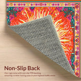 Ultra Soft Area Rug, Non Slip, Stain Resistant, Washable Area Rugs for Living Room, Bedroom, Playful Soft Round Sun Pattern(Orange)