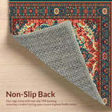 Ultra Soft Area Rug, Non Slip, Stain Resistant, Washable Area Rugs for Living Room, Bedroom, Vintage Paisley Rectangle Cultural Fusion(Blue)