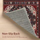 Ultra Soft Area Rug, Non Slip, Stain Resistant, Washable Area Rugs for Living Room, Bedroom, Cozy Earth Tone Pattern(Black)