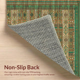 Ultra Soft Area Rug, Non Slip, Stain Resistant, Washable Area Rugs for Living Room, Bedroom, Rustic Tiled Symmetrical Design(Brown)