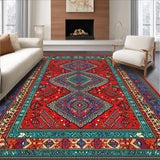 Ultra Soft Area Rug, Non Slip, Stain Resistant, Washable Area Rugs for Living Room, Bedroom, Contemporary Striped Visual Harmony(Red)