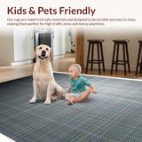 Ultra Soft Area Rug, Non Slip, Stain Resistant, Washable Area Rugs for Living Room, Bedroom, Urban Black Linear Style(Gray)