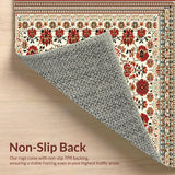 Ultra Soft Area Rug, Non Slip, Stain Resistant, Washable Area Rugs for Living Room, Bedroom, Vintage Floral Non-Slip Bedroom Area Carpet(White)
