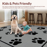 Ultra Soft Area Rug, Non Slip, Stain Resistant, Washable Area Rugs for Living Room, Bedroom, Vibrant Charcoal Pet-Themed Decor(Gray)