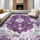 Ultra Soft Area Rug, Non Slip, Stain Resistant, Washable Area Rugs for Living Room, Bedroom, Timeless Diamond Medallion Elegance(Purple)