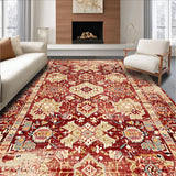 Ultra Soft Area Rug, Non Slip, Stain Resistant, Washable Area Rugs for Living Room, Bedroom, Sophisticated Vintage Floral Aesthetic(Red)