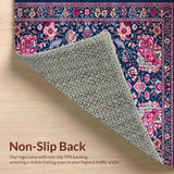 Ultra Soft Area Rug, Non Slip, Stain Resistant, Washable Area Rugs for Living Room, Bedroom, Rustic Multicolor Geometric Motifs(Blue)