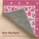 Ultra Soft Area Rug, Non Slip, Stain Resistant, Washable Area Rugs for Living Room, Bedroom, Retro Floral Nursery Carpet for Girls Room(Pink)