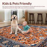 Ultra Soft Area Rug, Non Slip, Stain Resistant, Washable Area Rugs for Living Room, Bedroom, Chic Retro Geometric Color Palette(Orange)