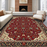 Ultra Soft Area Rug, Non Slip, Stain Resistant, Washable Area Rugs for Living Room, Bedroom, Classic Red and Brown Area Timeless Design(Red)