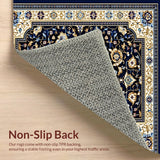 Ultra Soft Area Rug, Non Slip, Stain Resistant, Washable Area Rugs for Living Room, Bedroom, Abstract Floral Medallion(Blue)
